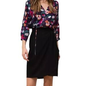NWT Yumi Kim Black Straight Up Wrap Skirt sz L Tulip Hem High Waist Knee Length